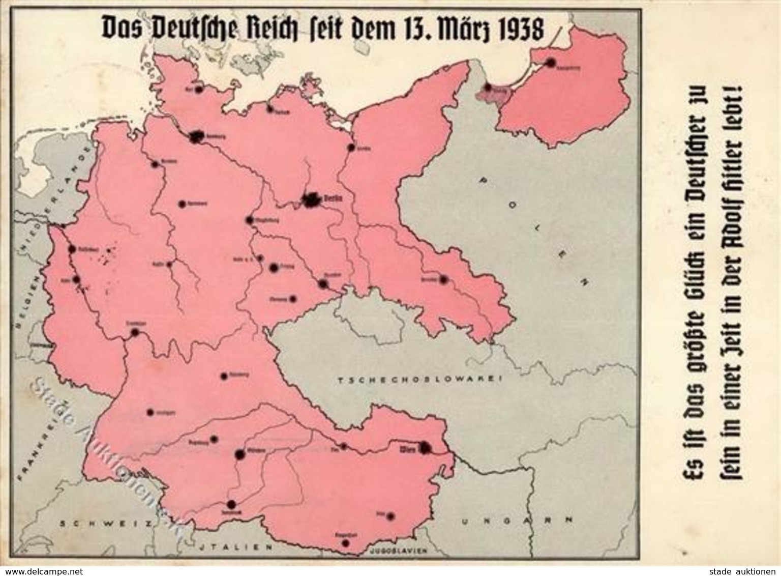 NS-LANDKARTE WK II - Das DEUTSCHE REICH Seit Dem 13.März 1938 I-II(leicht Fleckig) - Guerra 1939-45