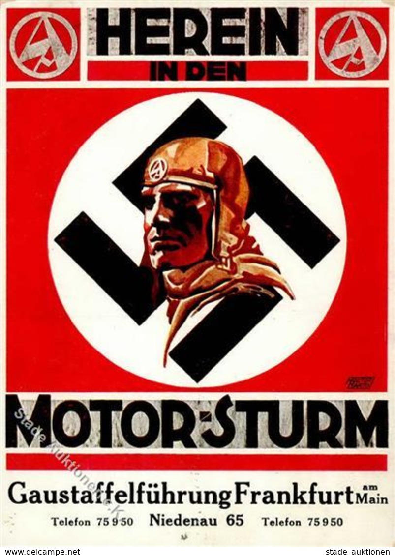 Propaganda WK II - HEREIN In Den MOTOR-STURM - Gaustaffelführung FRANKFURT/Main - Künstlerkarte Sign. Martin Molitor - S - Weltkrieg 1939-45