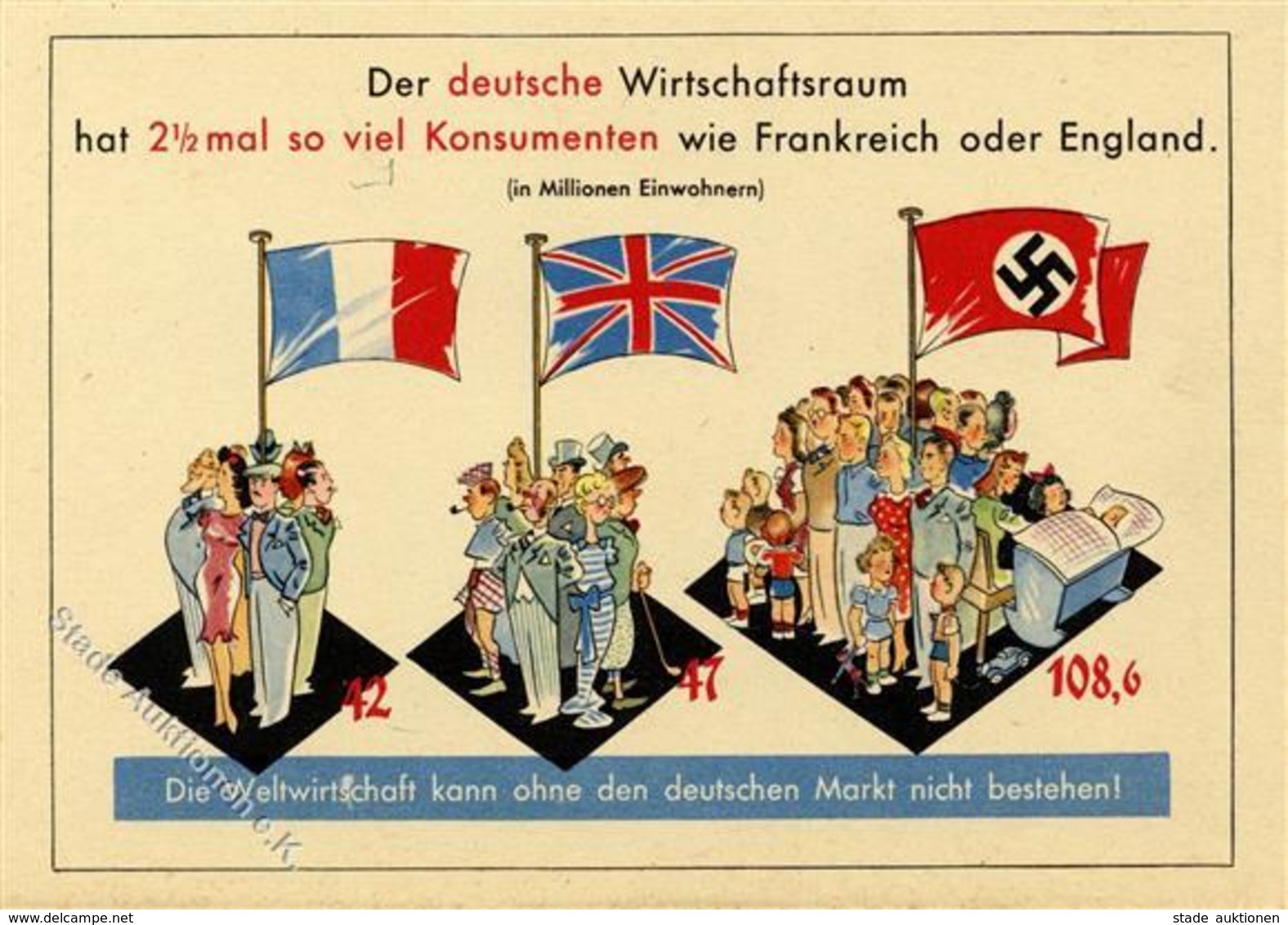 Propaganda WK II - Klappkarte -Der DEUTSCHE WIRTSCHAFTSRAUM - Die Weltwirtschaft Kann Ohne Deutschen Markt Nicht Bestehe - Guerre 1939-45