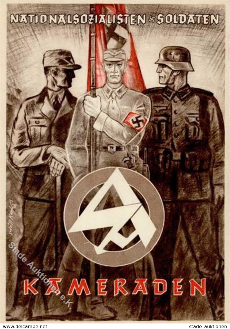 Propaganda WK II - NSDAP Und SOLDATEN - KAMERADEN - Sign. Künstlerkarte 1938 I - Guerra 1939-45