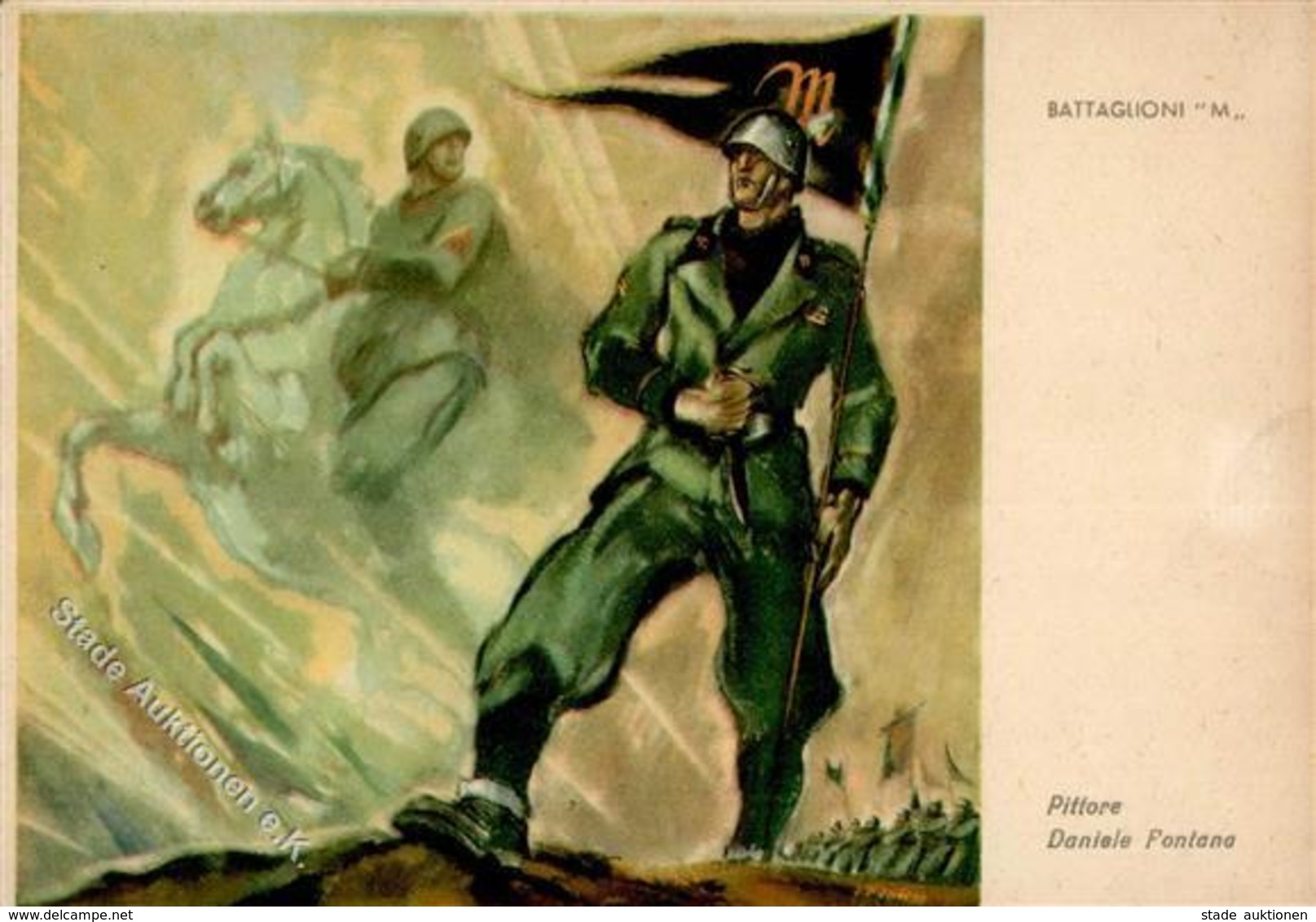 Propaganda WK II Italien Battaglioni M Sign. Fontana, Daniele  Künstlerkarte I-II - Guerra 1939-45