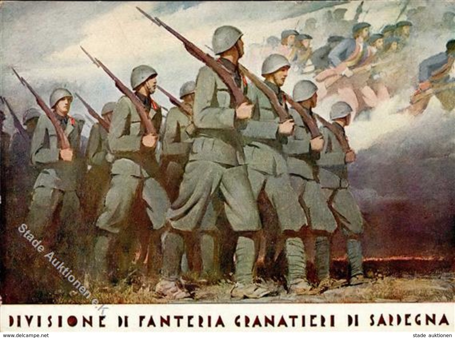 Propaganda WK II Italien Divisione Di Fanteria  Granatieri Di Sardegna Künstlerkarte I-II - Guerra 1939-45