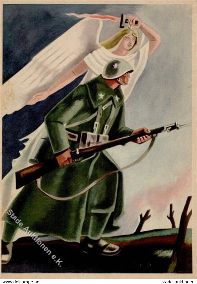 Propaganda WK II Italien Engel Soldat  Künstlerkarte I-II Ange - Guerra 1939-45