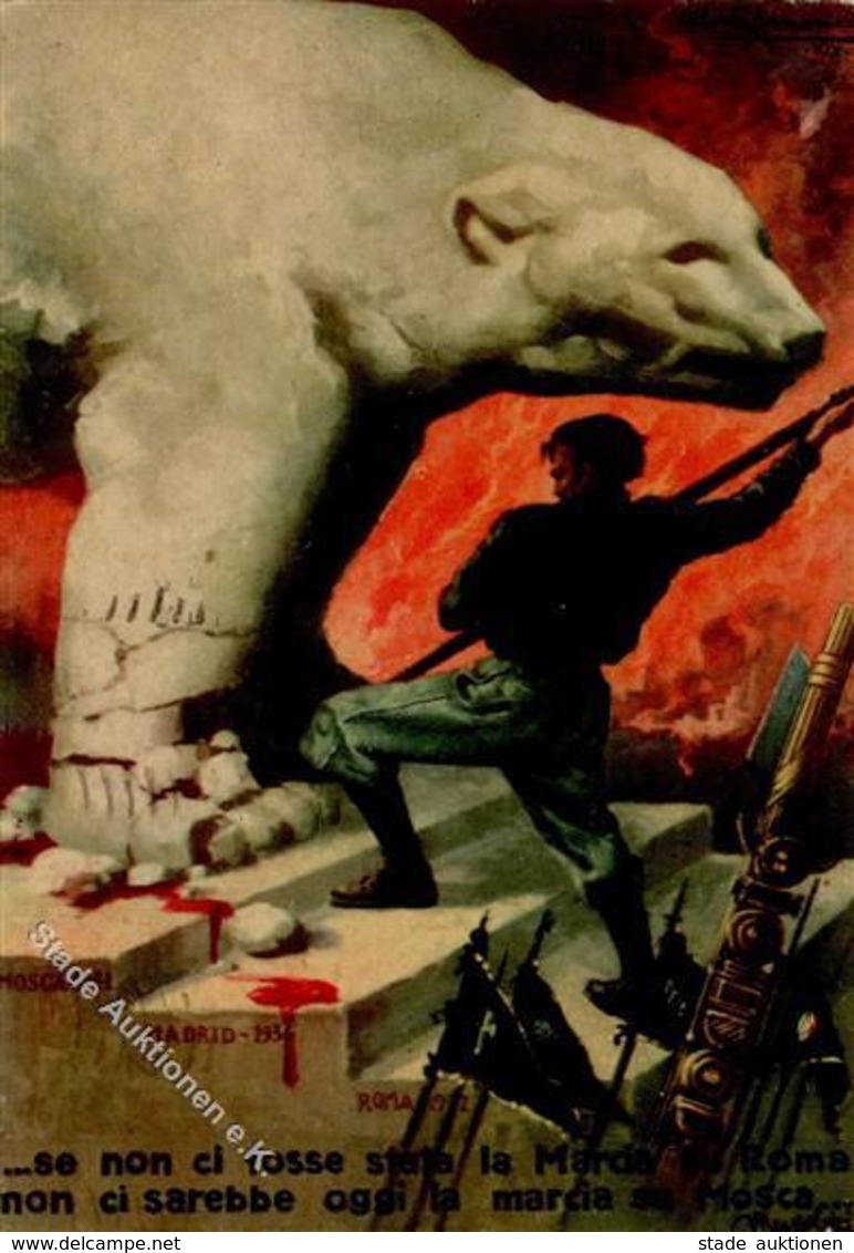 Propaganda WK II Italien Federazione Del Fasci Di Combattimento Di Milano Sign. Amorico   Künstlerkarte I-II - Guerra 1939-45