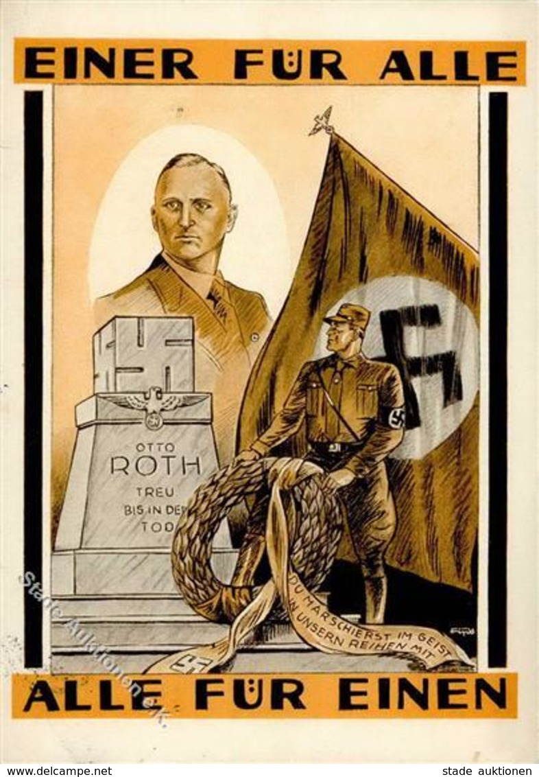 OTTO ROTH WK II - Einer Für Alle - Alle Für Einen - Opferkarte Für Gedenkstein Am HITLERHAUS NÜRNBERG - Ecke Gestoßen II - Guerra 1939-45