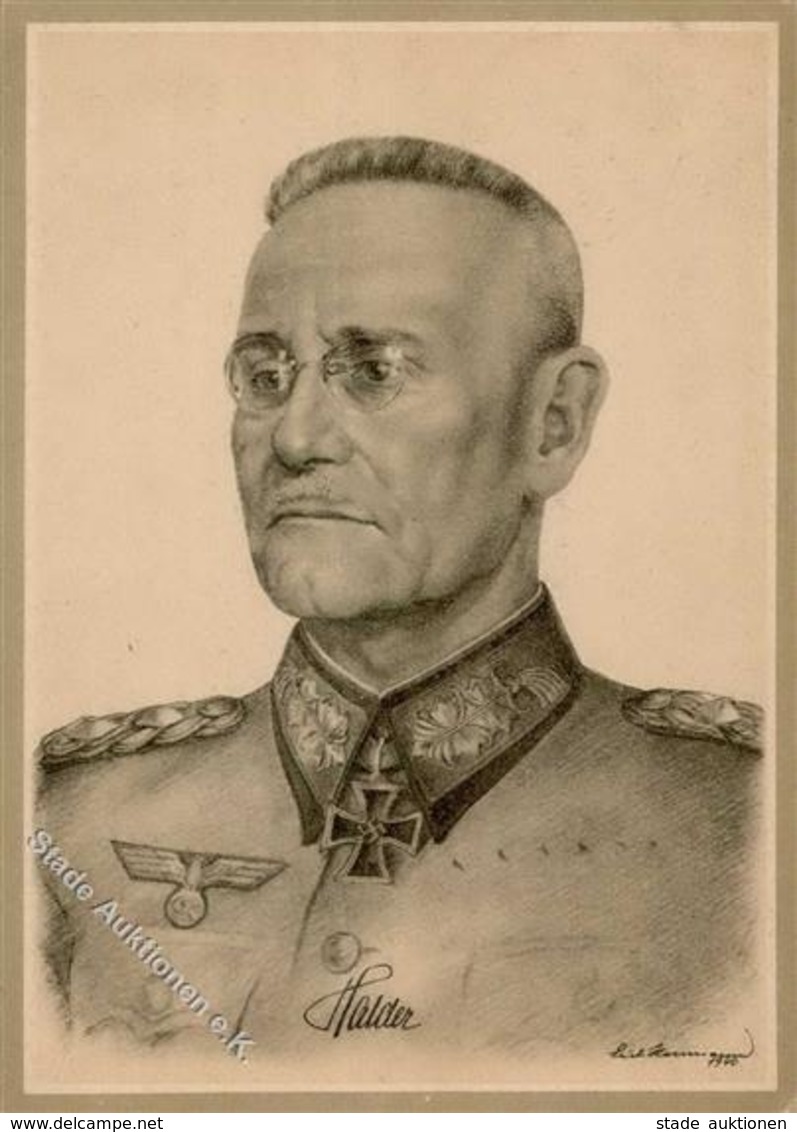 Ritterkreuzträger WK II Halder Generaloberst Künstler-Karte I-II - Guerra 1939-45