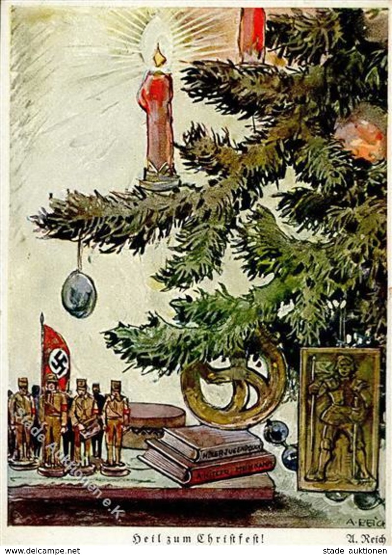 NSDAP-Prop-Ak WK II - Bildkunst Nr 15 - HEIL Zum CHRISTFEST Sign. A.Reich (rücks. Eckklebestellen)  I-II - Guerra 1939-45