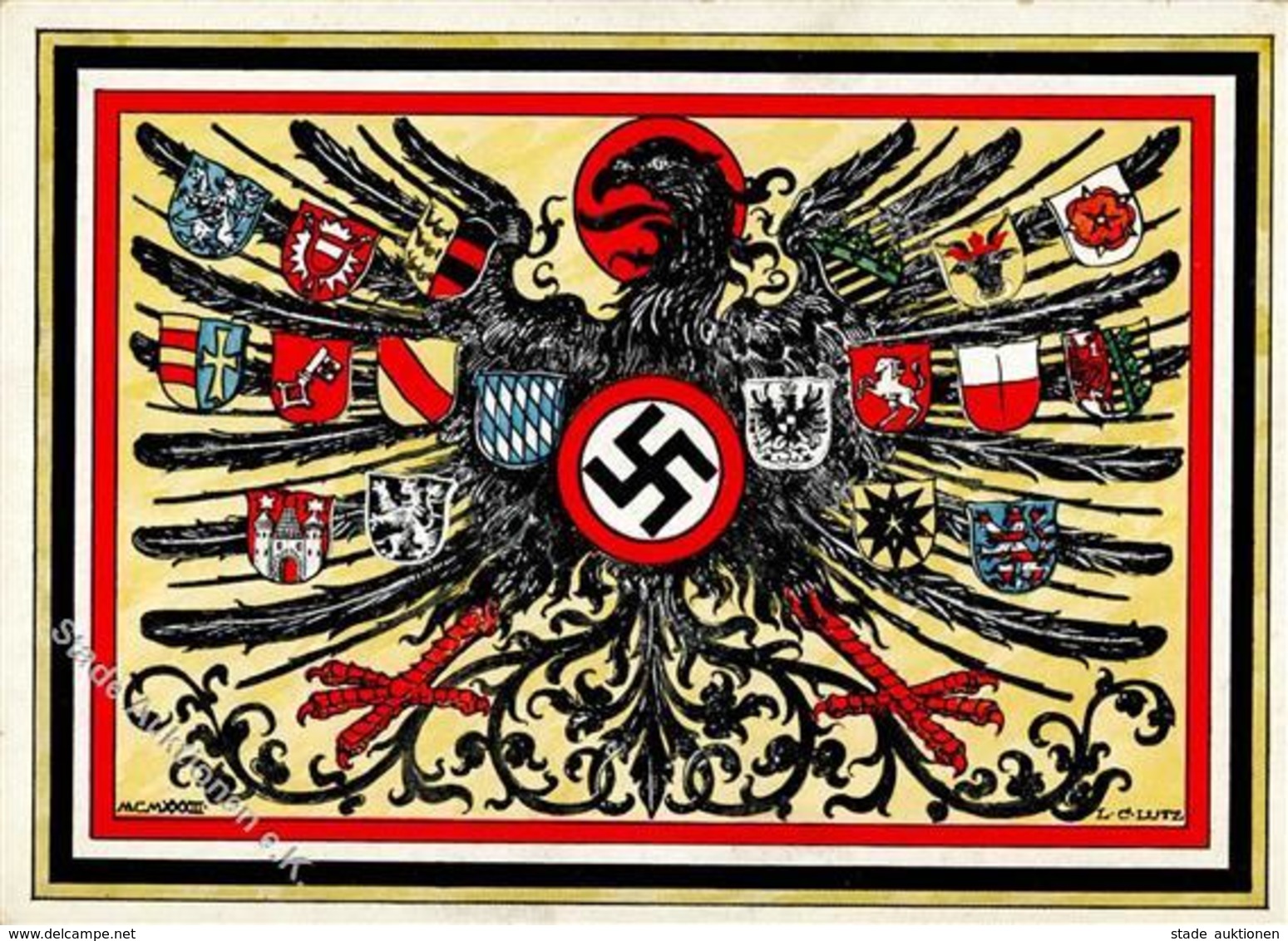 NSDAP-Prop-Ak WK II - Bildkunst Nr. 41 DEUTSCHLANDS EINIGUNG Sign. L.C.Lutz I-II - War 1939-45