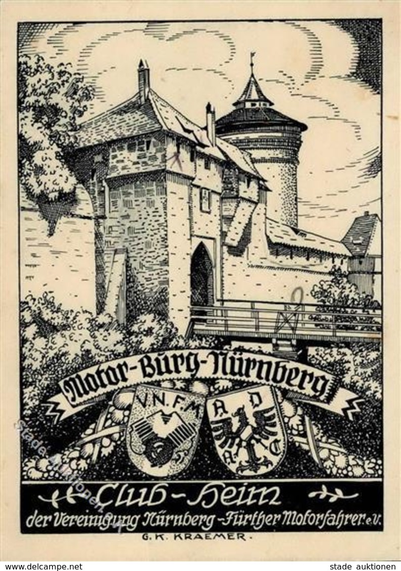 NÜRNBERG WK II - MOTOR-BURG NÜRNBERG - Club-Heim Der VEREINIGUNG NÜRNBERG-FÜRTHER MOTORFAHRER - Künstlerkarte Sign. G.K. - Guerre 1939-45