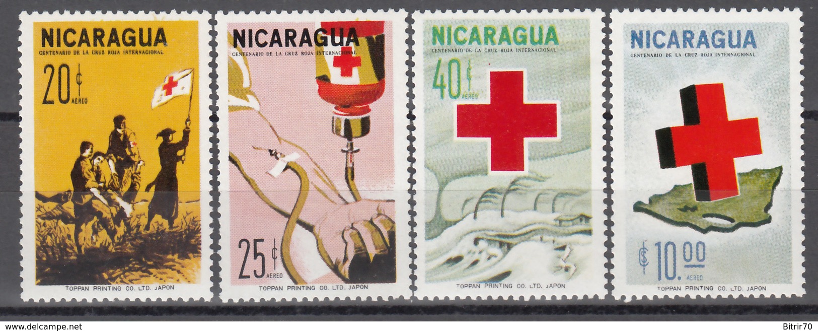 1965  Aéreo, Yvert Nº 528 / 581   MNH,  Centenario De La Cruz Roja Internacional - Nicaragua