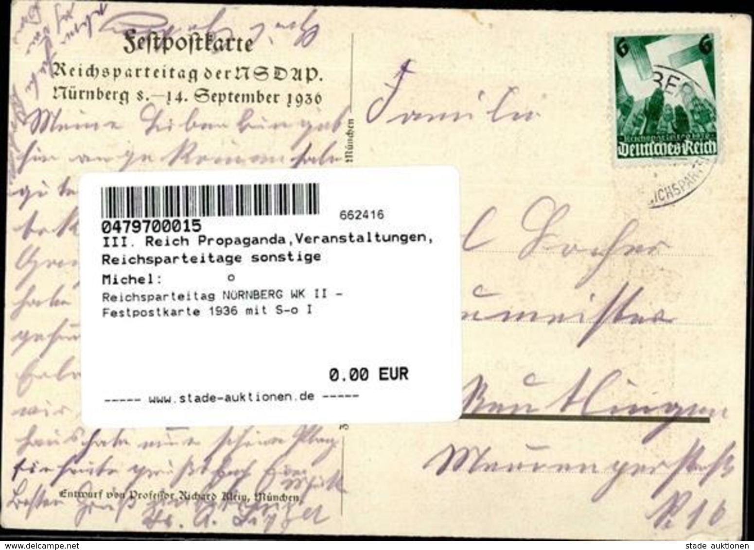 Reichsparteitag NÜRNBERG WK II - Festpostkarte 1936 Mit S-o I - Guerra 1939-45