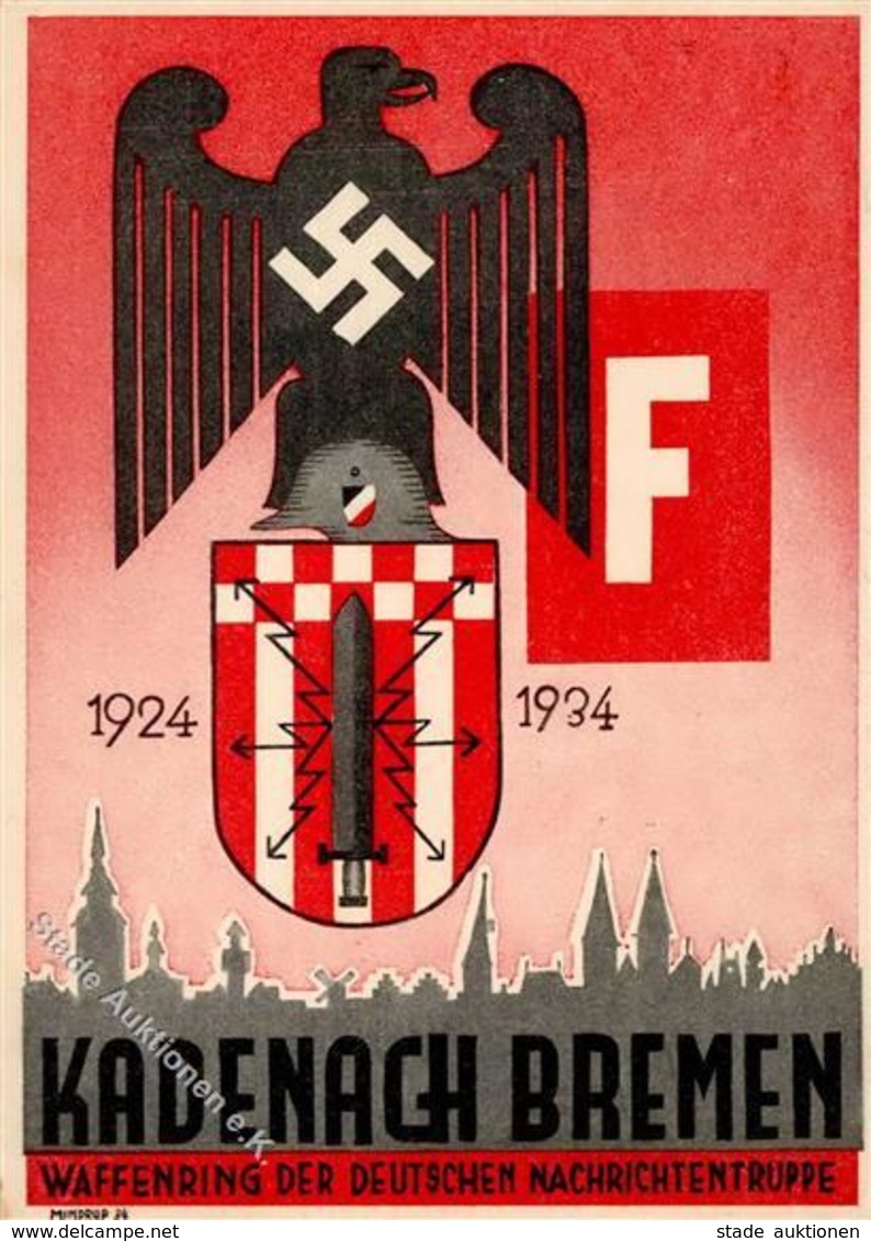 BREMEN WK II - 10 Jahre WAFFENRING Der DEUTSCHEN NACHRICHTENTRUPPE KADENACH - BREMEN 1934 - Künstlerkarte Sign. Mindrup  - Guerre 1939-45
