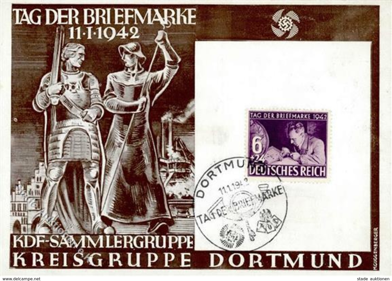 DORTMUND WK II - TAG Der BRIEFMARKE 1942 Mit S-o - Künstlerkarte Sign. M.Guggenberger I - Guerre 1939-45