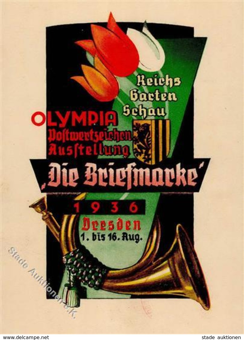 DRESDEN WK II - OLYMPIA-AUSSTELLUNG -Die BRIEFMARKE- 1936 Mit S-o I - Guerra 1939-45