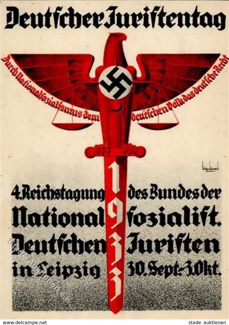 LEIPZIG WK II - DEUTSCHER JURISTENTAG 1933 Sign. Künstlerkarte I - Guerre 1939-45