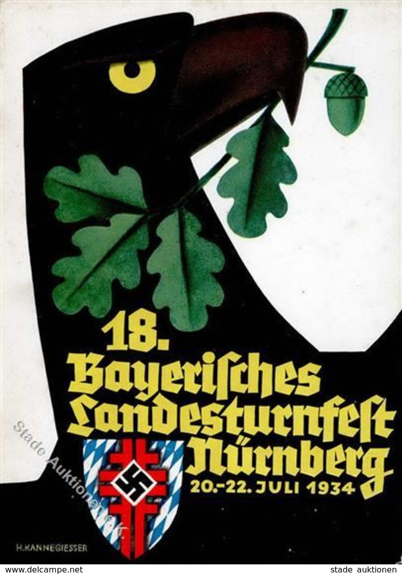 NÜRNBERG WK II - LANDESTURNFEST Und KAMPFSPIELE 1934 - Künstlerkarte Sign. Kannengiesser I-II - Guerre 1939-45