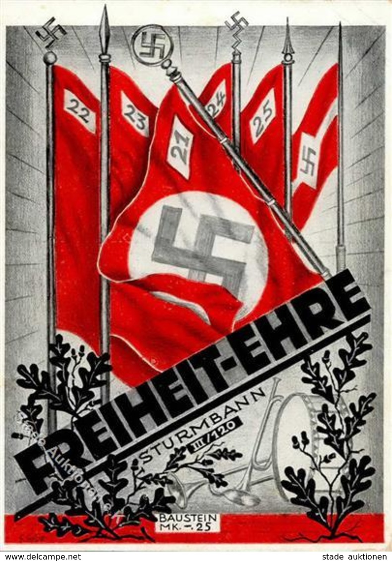 FREHEIT-EHRE STURMBANN III/120 - Baustein-Prop-Ak Mit S-o ORDENSBURG SONTHOFEN 1939 - Künstlerkarte Sign. Geiger - Ecke  - Guerre 1939-45