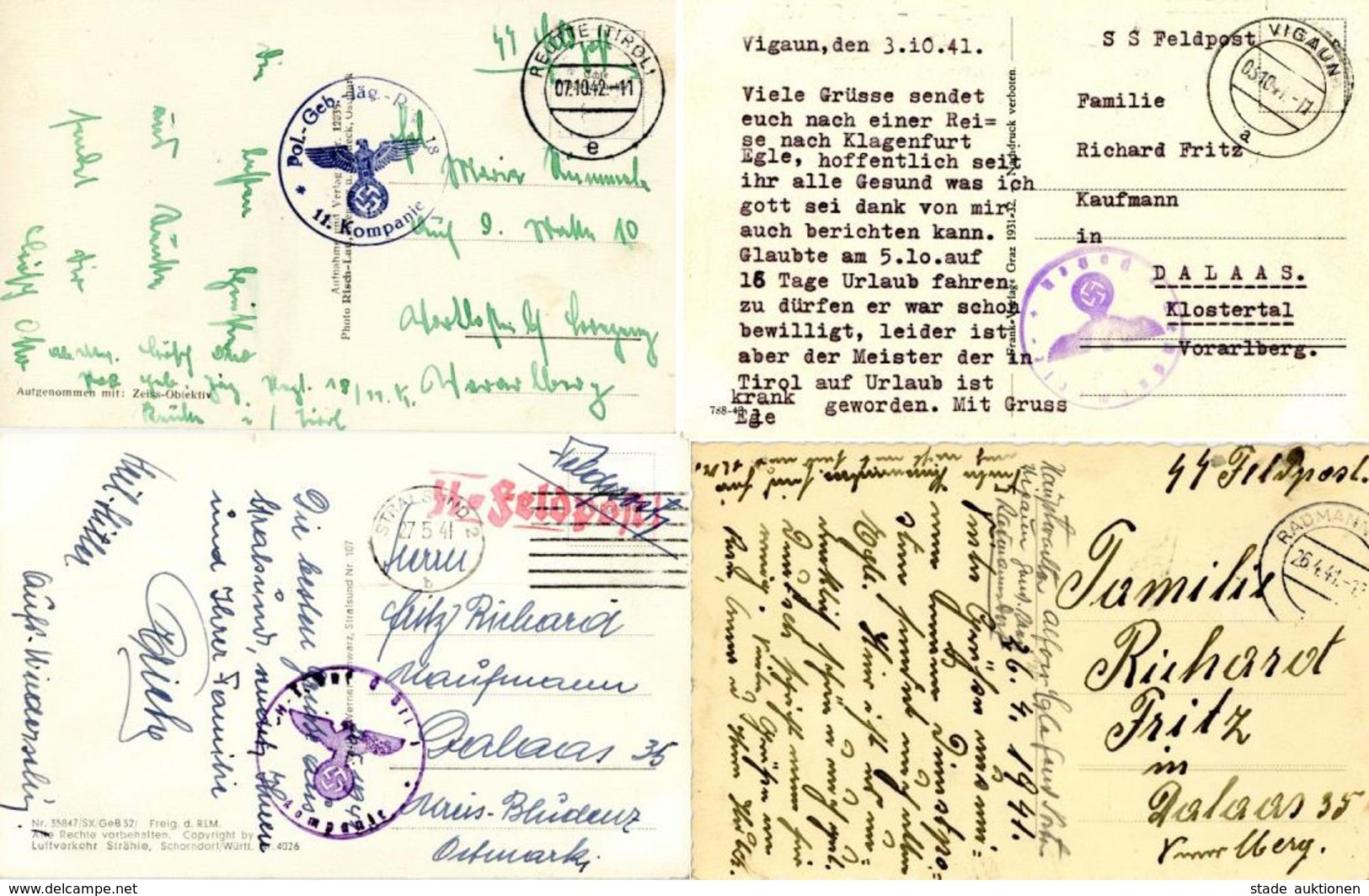 SS Feldpost WK II Lot Mit 7 Ansichtskarten I-II - Guerre 1939-45