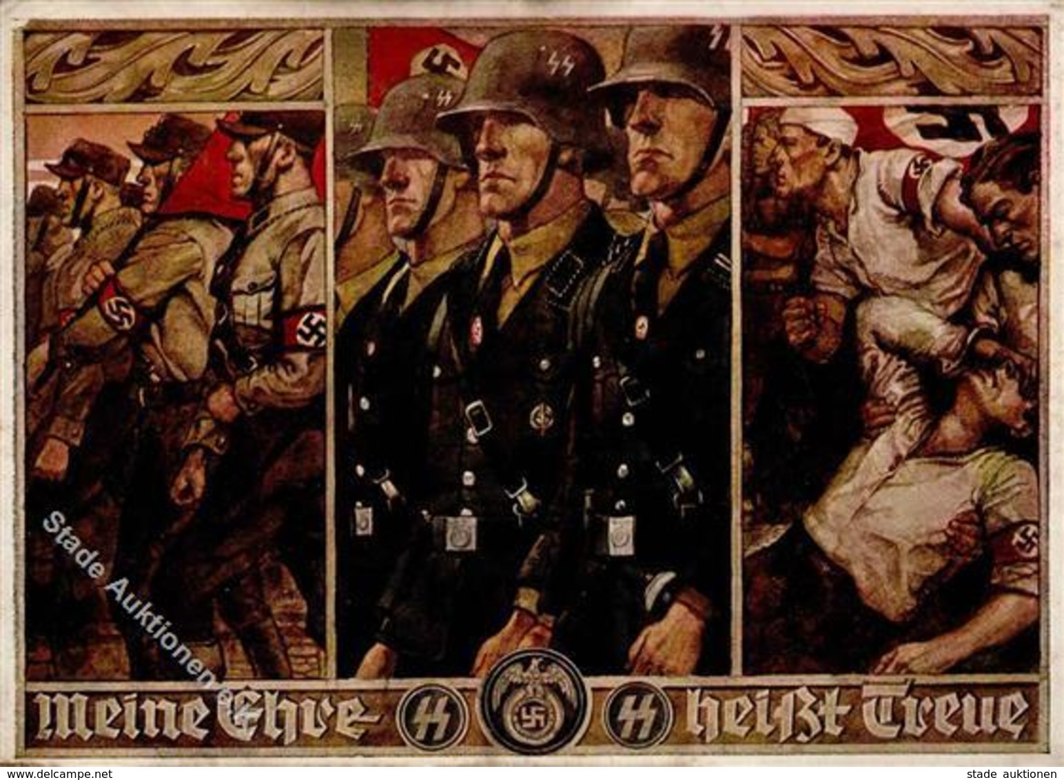 SS WK II - SS-Bildkarte Nr. 1 - MEINE EHRE HEIßT TREUE - Ecke Gestoßen II - Guerra 1939-45