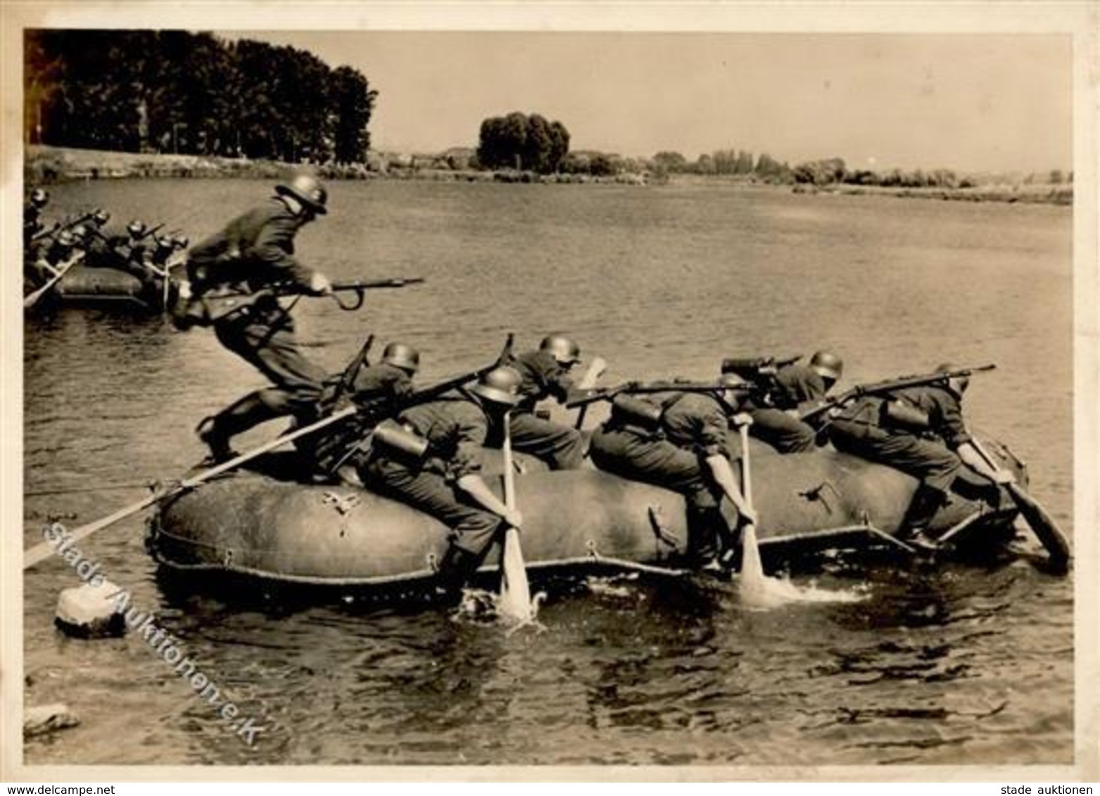 SS WK II Unsere Waffen SS Mit Floßsäcken über Den Fluss Foto AK I-II (fleckig) - Guerre 1939-45