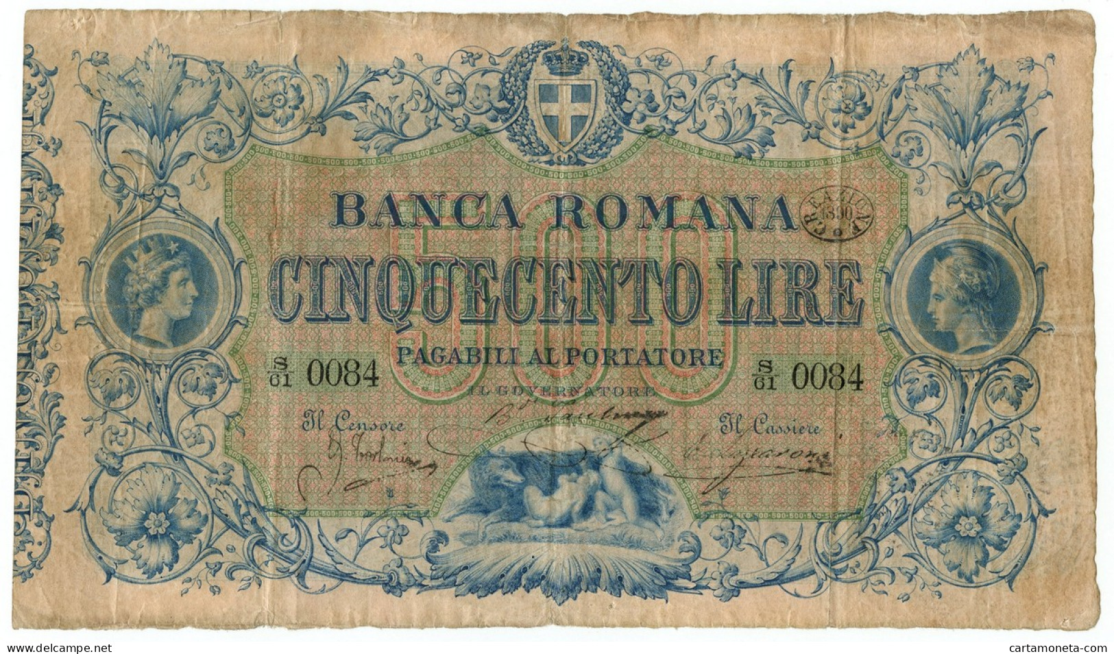 500 LIRE BANCA ROMANA REGNO D'ITALIA 1890 QBB - Altri & Non Classificati