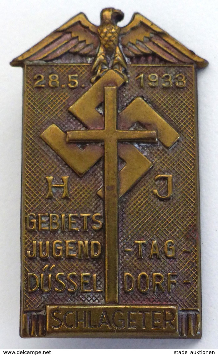 WK II Anstecknadel HJ Düsseldorf (4000) Gebiets Jugendtag 1933 I-II - Guerra 1939-45