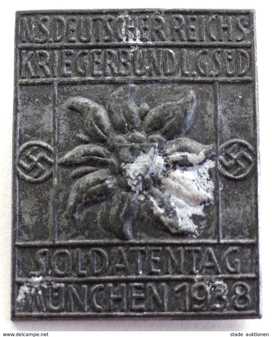 WK II Anstecknadel München (8000) NS Deutscher Reichskriegerbund I.G. Süd Soldatentag II (Abschürfung) - Guerra 1939-45