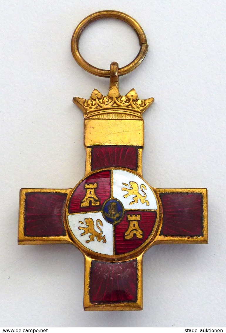 WK II Orden Legion Condor Militär Verdienstorden 1. Klasse La Cruz Roja Del Mèrito Militar Vergoldeten Buntmetall Emaili - Guerra 1939-45