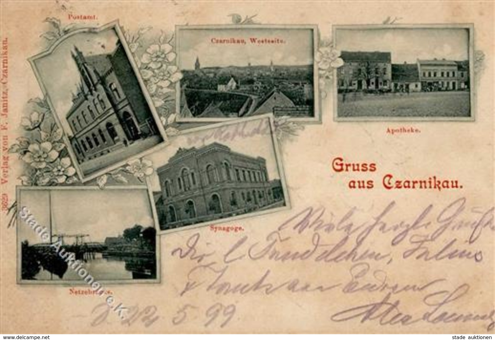 Synagoge Czarnikau Polen 1899 I-II (fleckig) Synagogue - Judaika