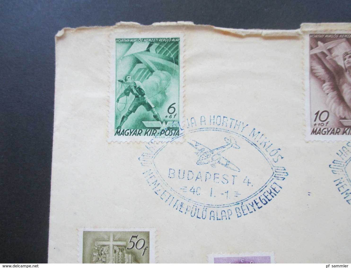 Ungarn 1940 Zensurbeleg OKW Postamt Leipzig Bahnpostlagernd Horthy Fliegerfonds FDC SST Flugzeug - Briefe U. Dokumente