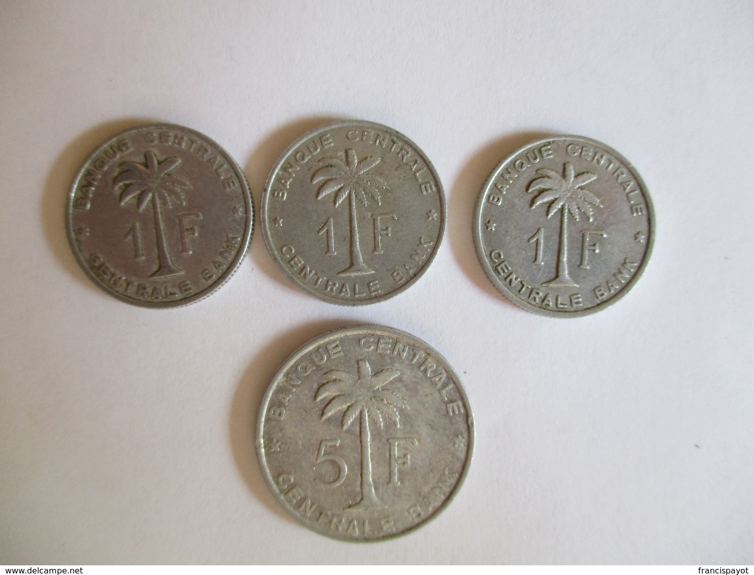 Congo Belge 1 Franc 1957, 1959, 1960 & 5 Francs 1958 - Andere & Zonder Classificatie