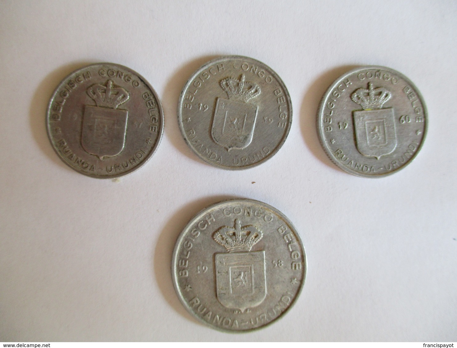 Congo Belge 1 Franc 1957, 1959, 1960 & 5 Francs 1958 - Andere & Zonder Classificatie