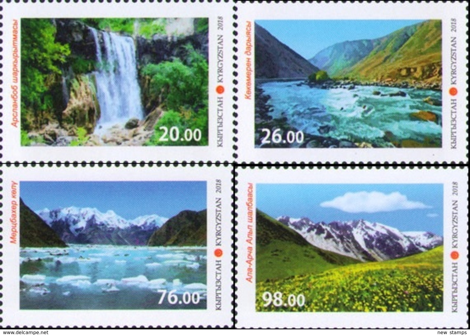 Kyrgyzstan 2018 Nature Of Kyrgyzstan Waterfall Mountains Lake 4v MNH - Kyrgyzstan