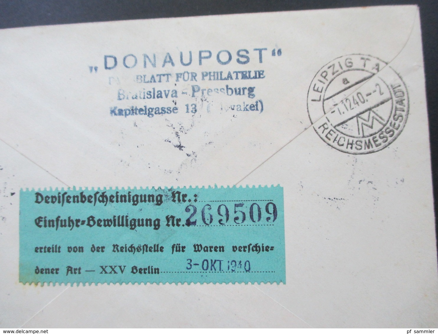 Slowakei 1939 Flugpostmarken Nr. 48 - 53 Satzbrief Einschreiben / Expressbrief / Luftpost Donaupost OKW Zensur