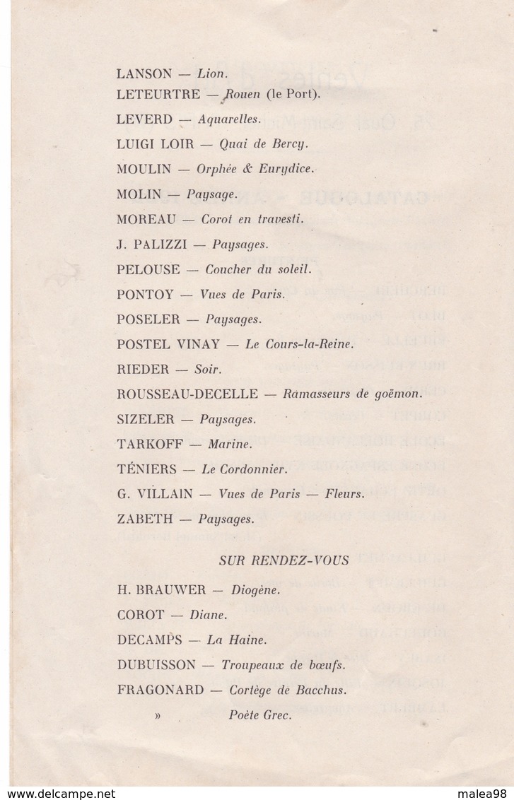 CATALOGUE  Annee 1922 ,,,, VENTES  D'ART ,,,, PARIS ,,,PEINTURES, SCULPTURES , DESSINS ,,,PARMI LES PLUS GRANDS,,,, - Autres & Non Classés