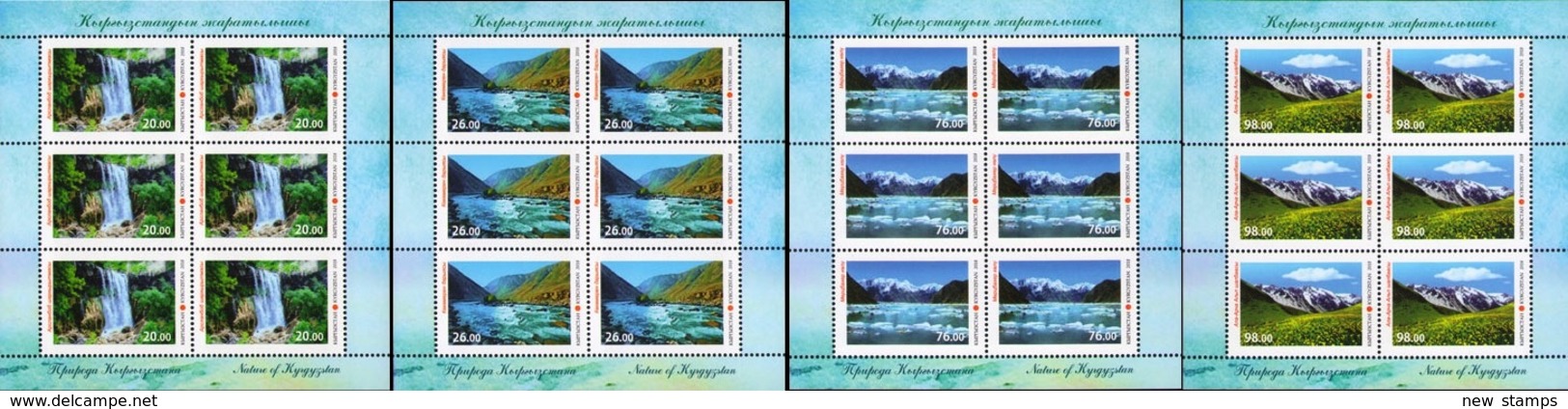 Kyrgyzstan 2018 Nature Of Kyrgyzstan Waterfall Mountains Lake 4 Minisheets MNH - Kyrgyzstan