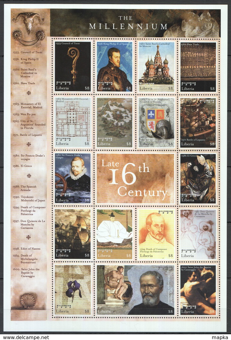 EC102 LIBERIA MILLENNIUM 2000 LATE 16TH CENTURY 1SH MNH - Altri & Non Classificati