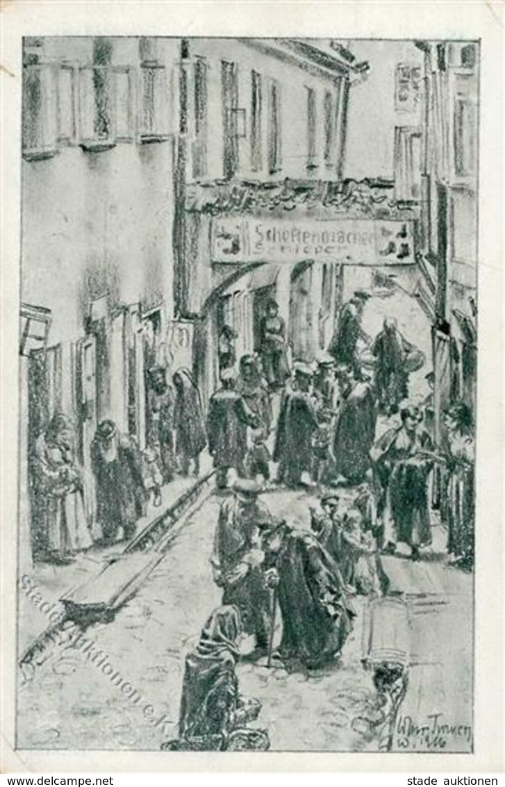 Judaika Judengasse Sign. Cohn-Turner Künstlerkarte 1918 I-II (Eckbug) Judaisme - Judaísmo