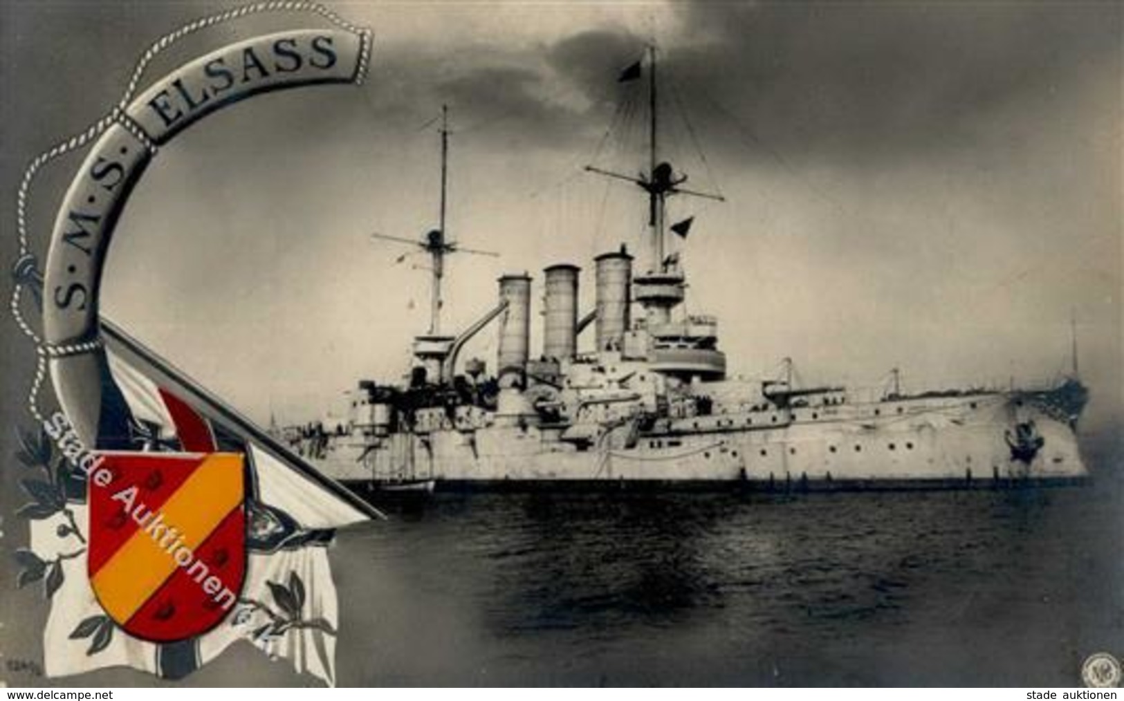 Marine SMS Elsass Foto AK 1908 I-II - Krieg