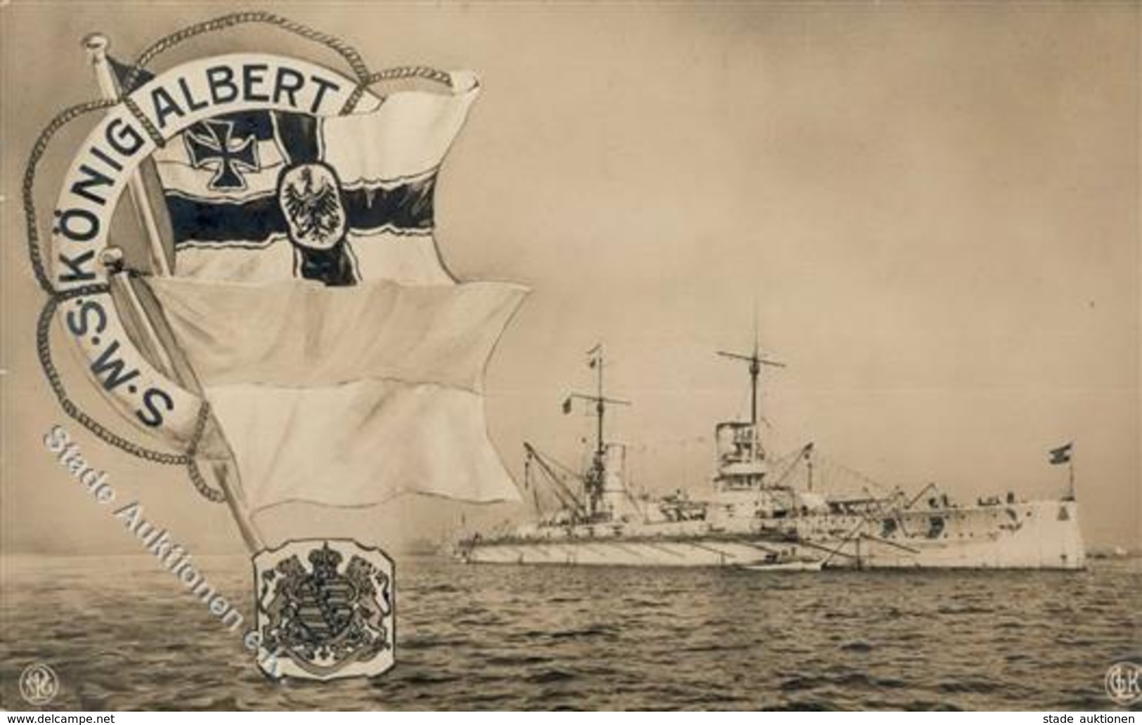 Marine SMS König Albert Foto-Karte I-II (Stauchung) - Guerre