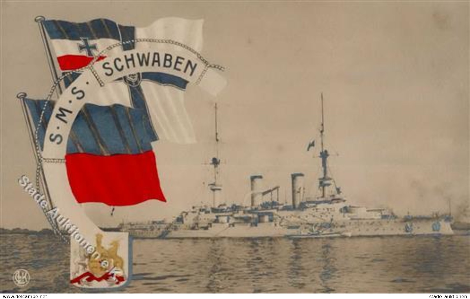 Marine SMS Schwaben Foto-Karte I-II (Stauchung) - Guerre
