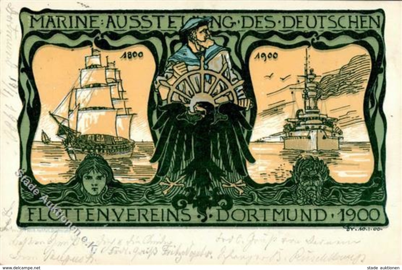 DORTMUND - MARINE-AUSSTELLUNG Des DEUTSCHEN FLOTTENVEREINS Dortmund 1900 - Sign. Künstlerkarte I - Otros & Sin Clasificación