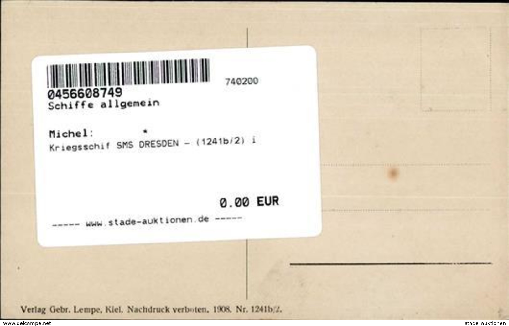Kriegsschif SMS DRESDEN - (1241b/2) I - Andere & Zonder Classificatie
