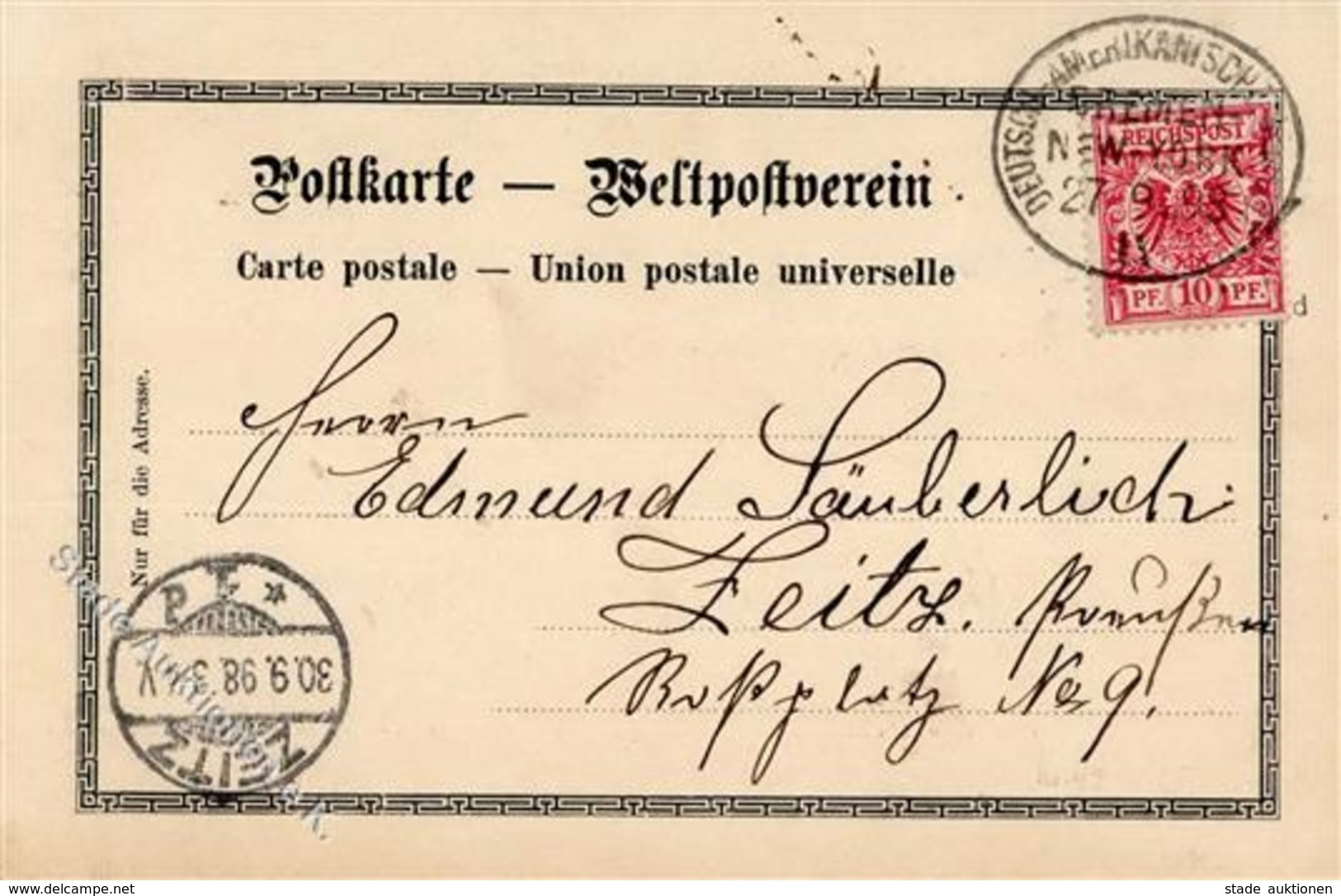 Marine Schiffspost Deutsch Amerik. Seepost Bremen New York 27.9.1898 IV. I-II - Otros & Sin Clasificación