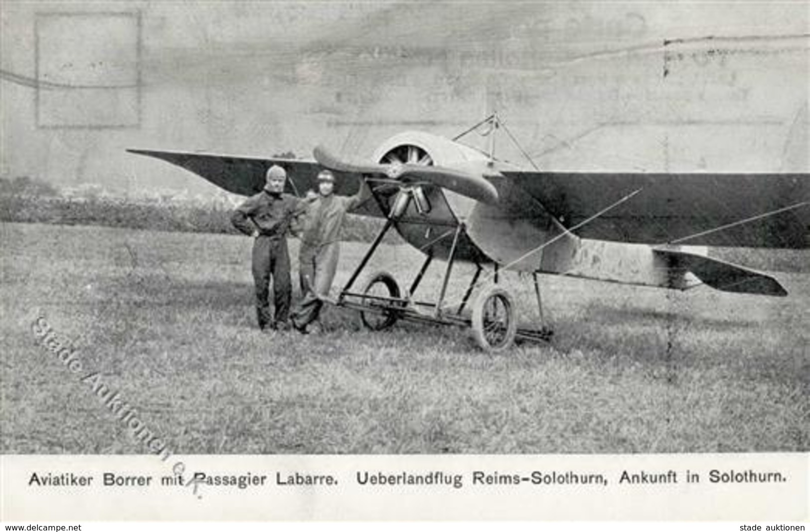 Flugzeug Vor 1945 Aviatiker Borrer Mit Passagier Labarre Überlandflug Reims Solothurn I-II Aviation - Andere & Zonder Classificatie