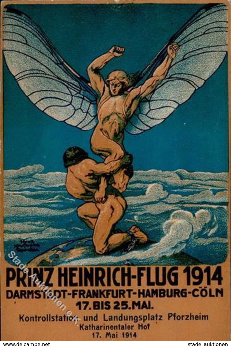 Flugereignis DARMSTADT, Frankfurt PrinzHeinrich Flug 1914 I-II Aviation - Autres & Non Classés