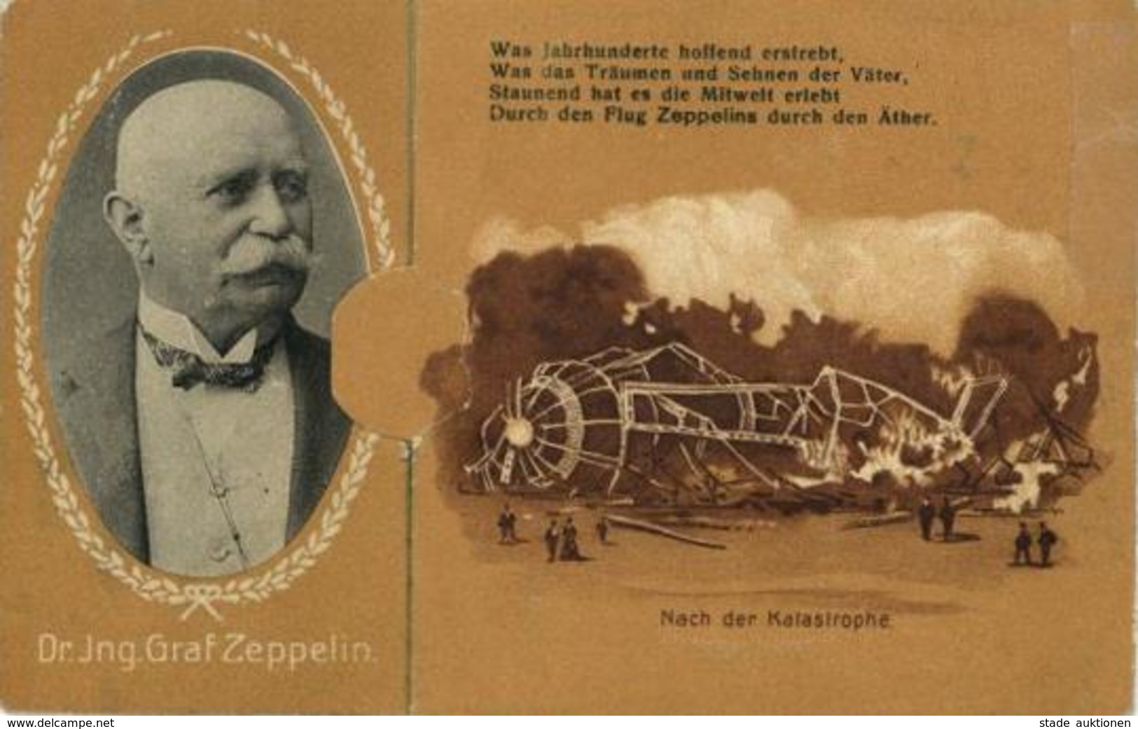 Zeppelin Kommt Aus Der Halle Klappkarte II (teils Repariert) Dirigeable - Aeronaves