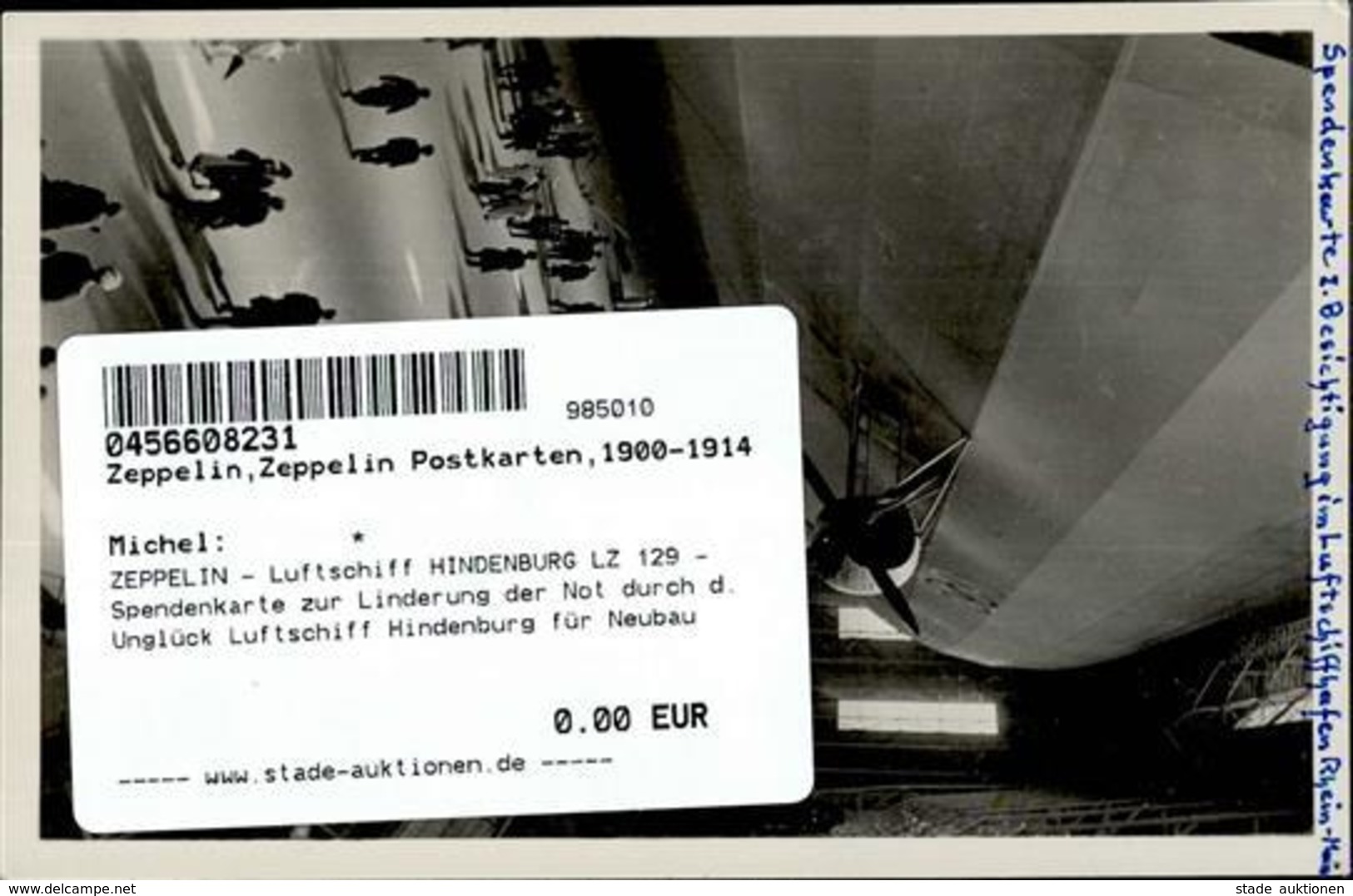 ZEPPELIN - Luftschiff HINDENBURG LZ 129 - Spendenkarte Zur Linderung Der Not Durch D. Unglück Luftschiff Hindenburg Für  - Dirigeables