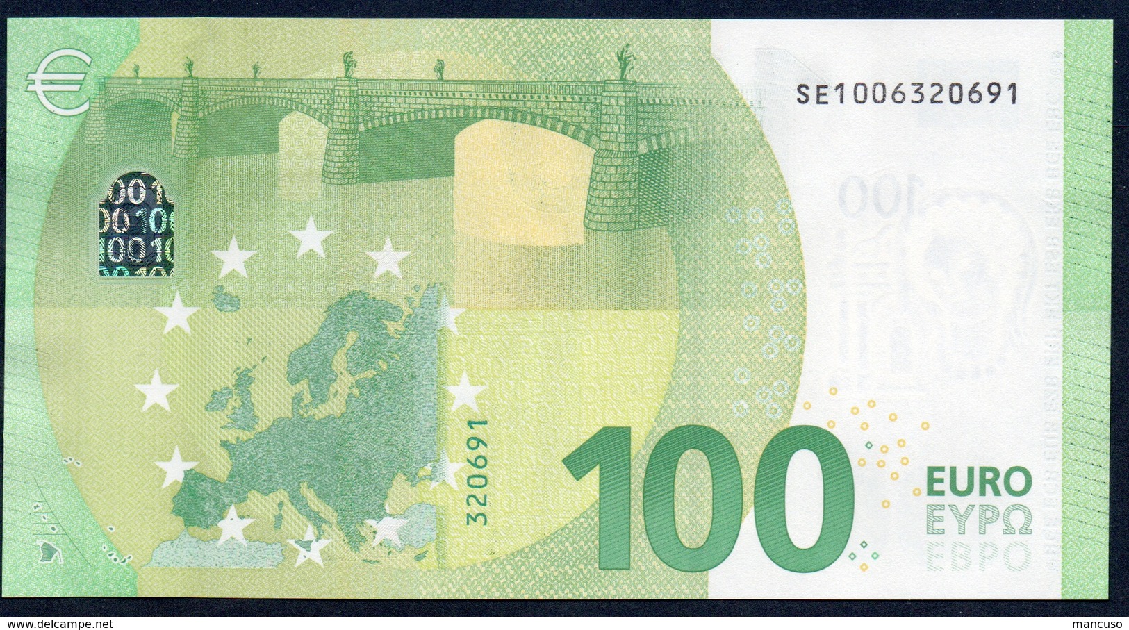 ITALIA 100 EURO SE S002 A1 -  FIRST POSITION - DRAGHI  UNC - 100 Euro