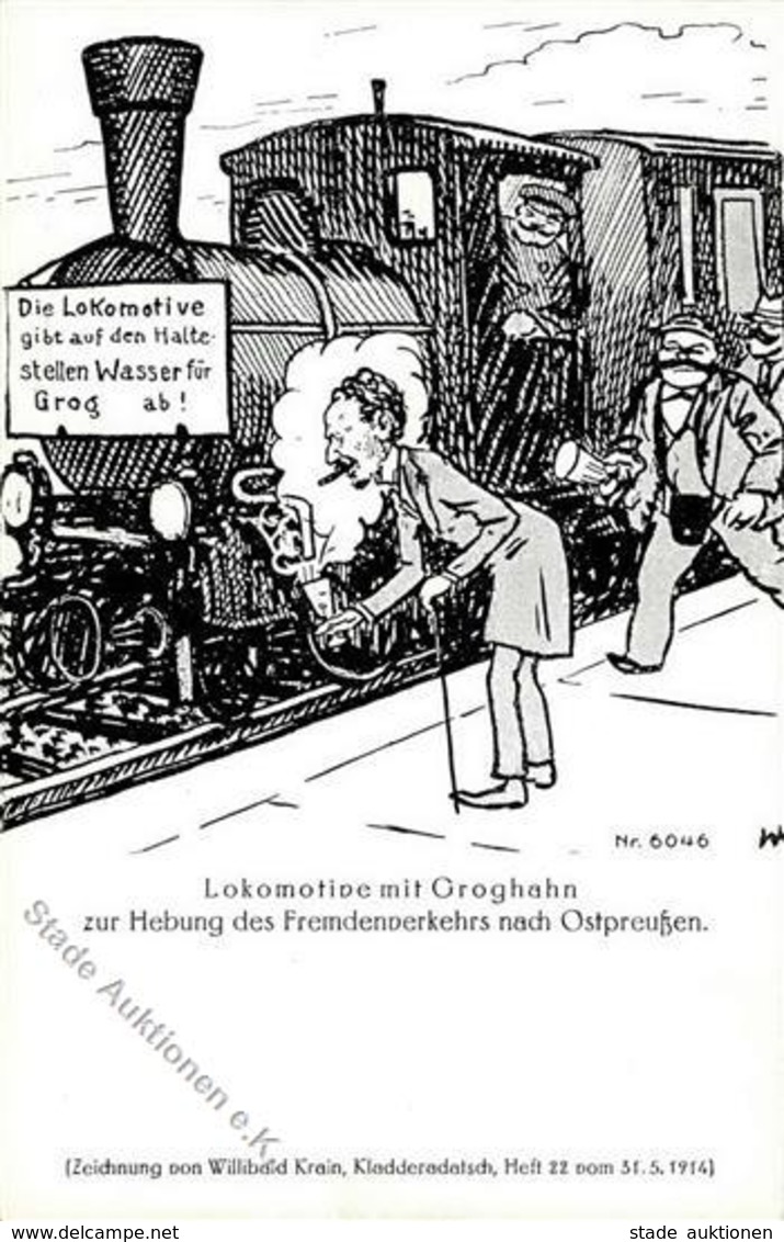 Eisenbahn Lokomotive Mit Groghahn Humor I-II Chemin De Fer - Trains